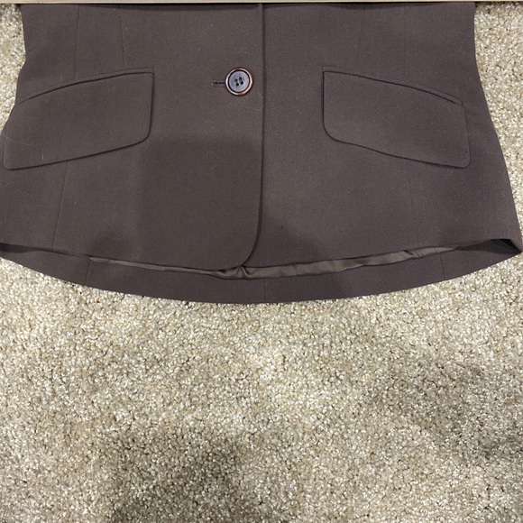 BCBG MAXAZRIA Tuxedo Blazer Brown Tailored Crop Size Small Stretch Lined - Picture 9 of 12